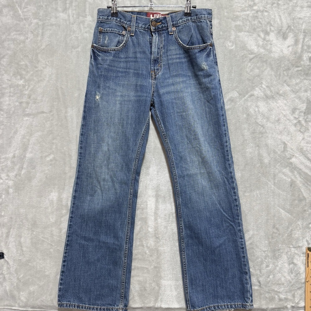 Levi's 527 Bootcut Jeans Womens 18 Blue Whiskering Denim Cotton High Rise Casual